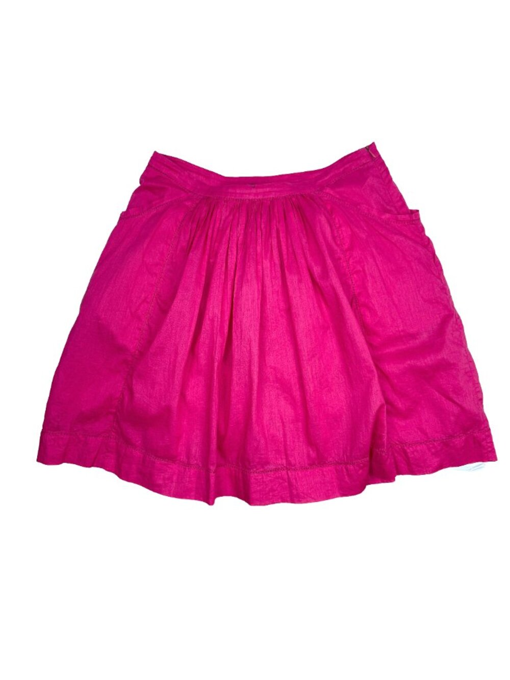 ISABEL MARANT 100% Cotton Fuchsia Bubble Gum Pink Pleatedβ Midi Skirt Size 1 - Picture 3 of 11